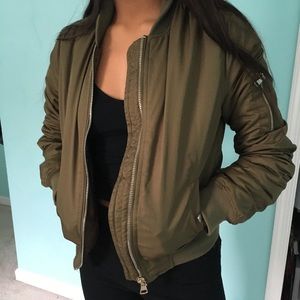OLIVE BOMBER JACKET